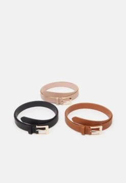 Anna Field 3 PACK - Belt - Black/cognac/pink