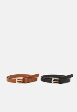 Anna Field 2 PACK - Belt - Black/cognac